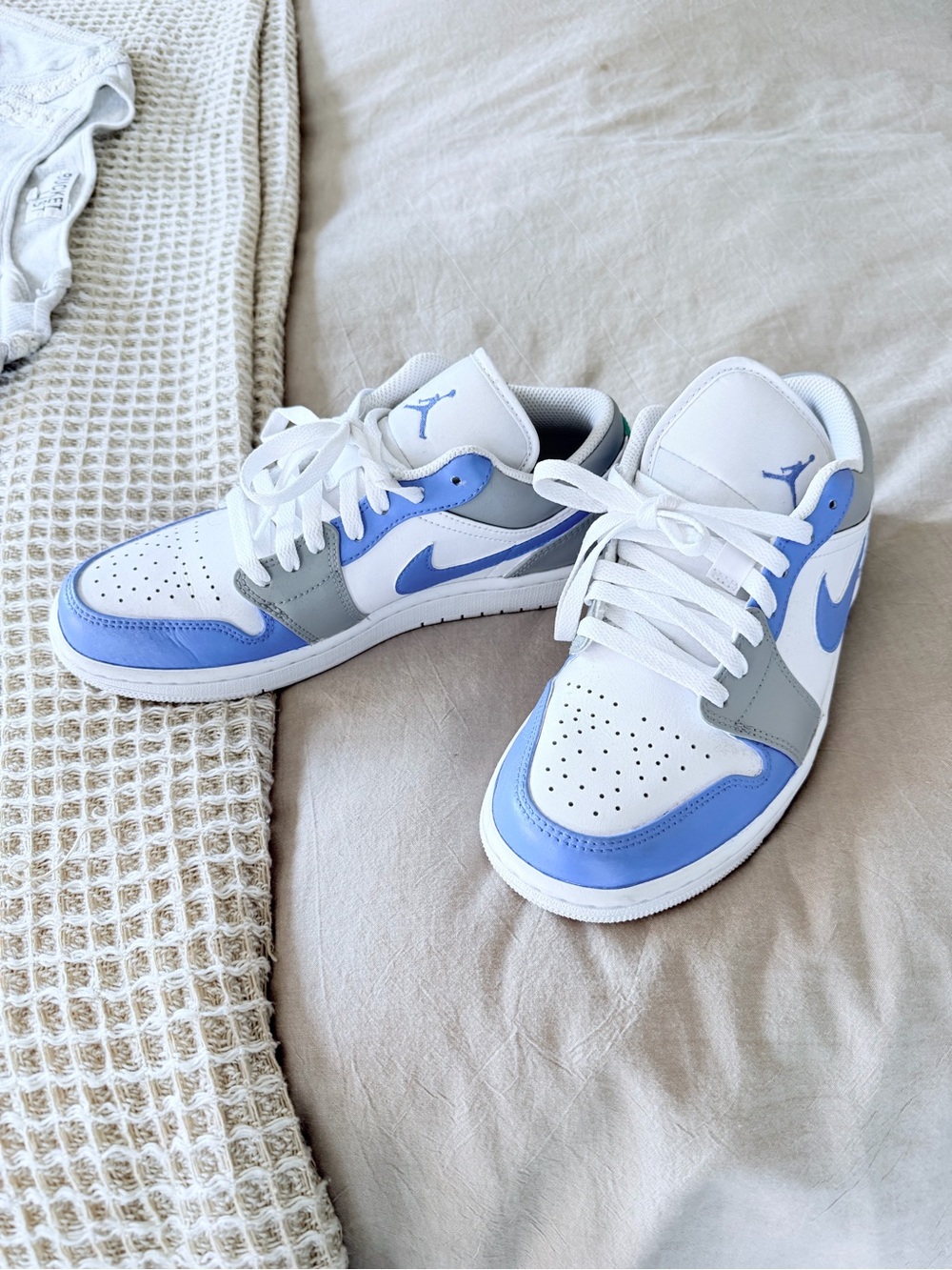Jordan Low Top Sneakers in White, Blue, Gray - Picture 2 of 8